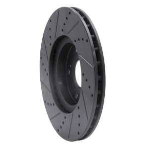 Acura TL Brake Rotor (1) - Front Right - R1 Concepts - Drilled & Slotted - Black - `04-`08